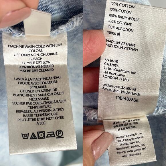 We The Free Free People Hannah Acid Washed Mini Denim Dress Size M, bohemian - Picture 10 of 10